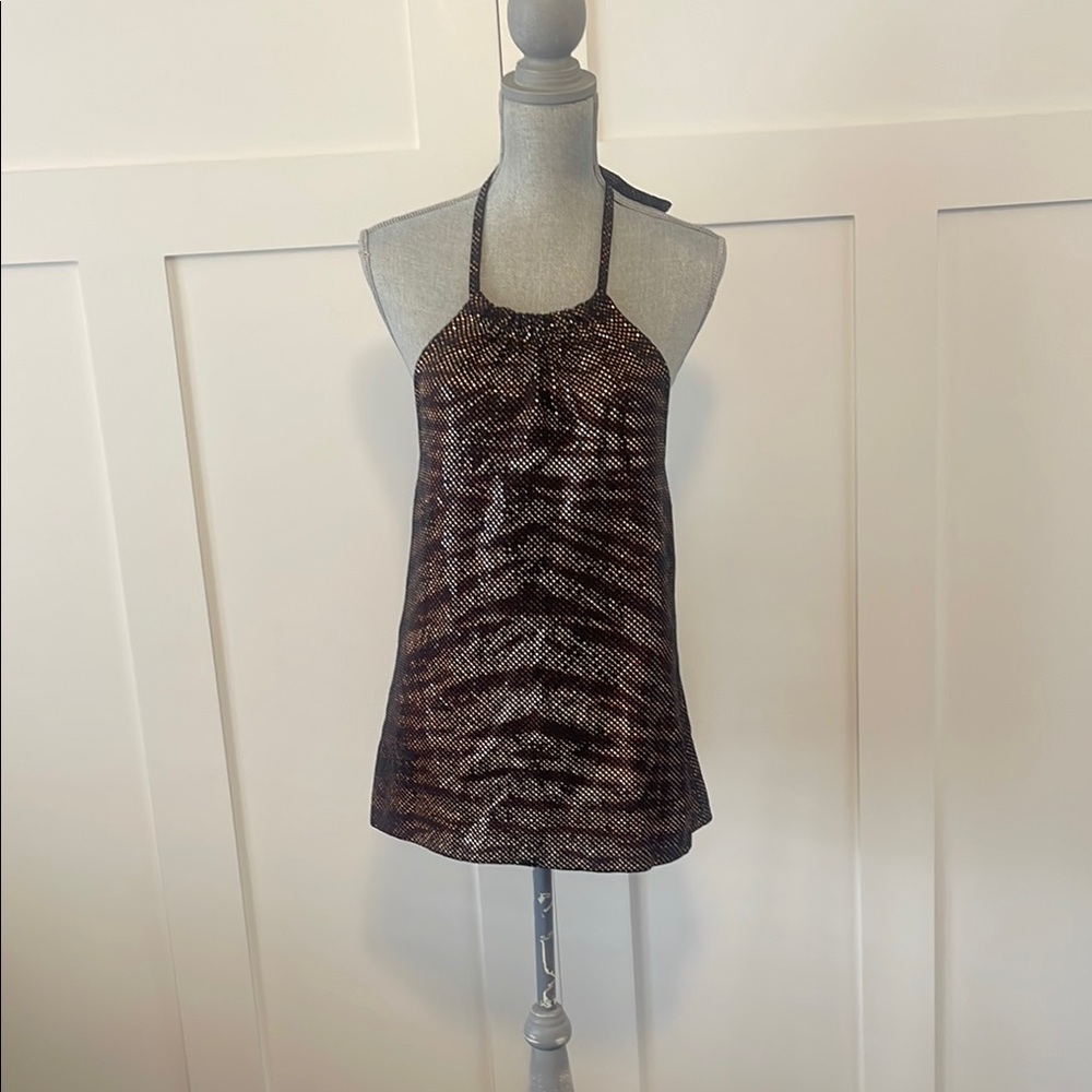 St. John Brown and Gold Halter Camisole